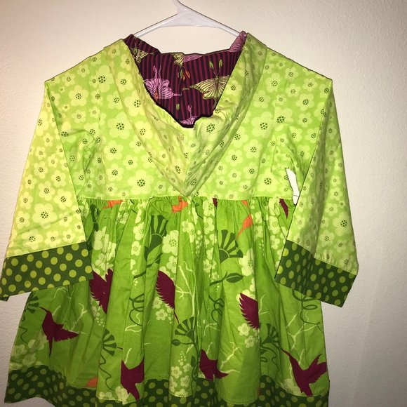 Jelly the Pug Hummingbird Dress Green Hooded 4T - Picture 8 of 10